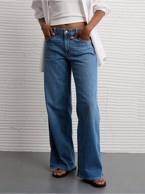 American Eagle Outfitters Blue Wide-Leg Jeans
